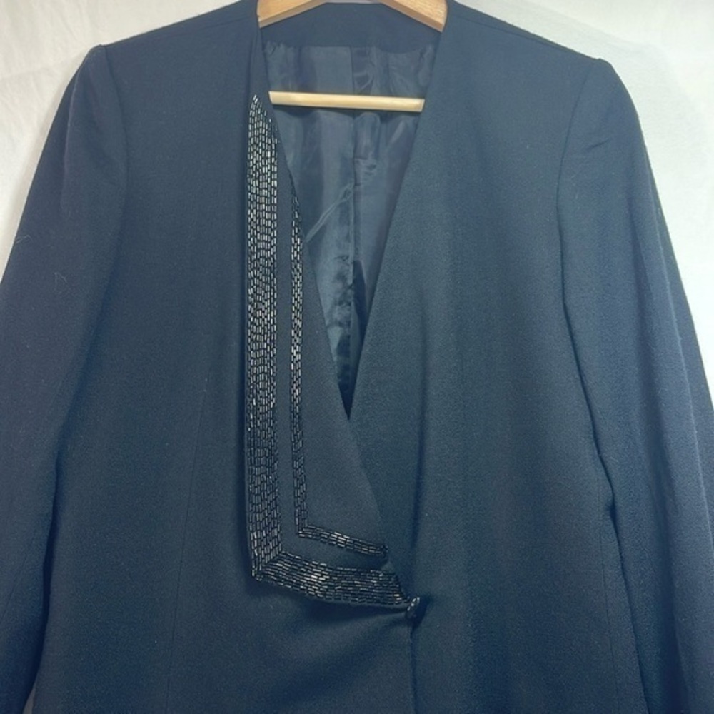 🪵 Allen Bernard Ltd beaded black jacket with beaded lapel